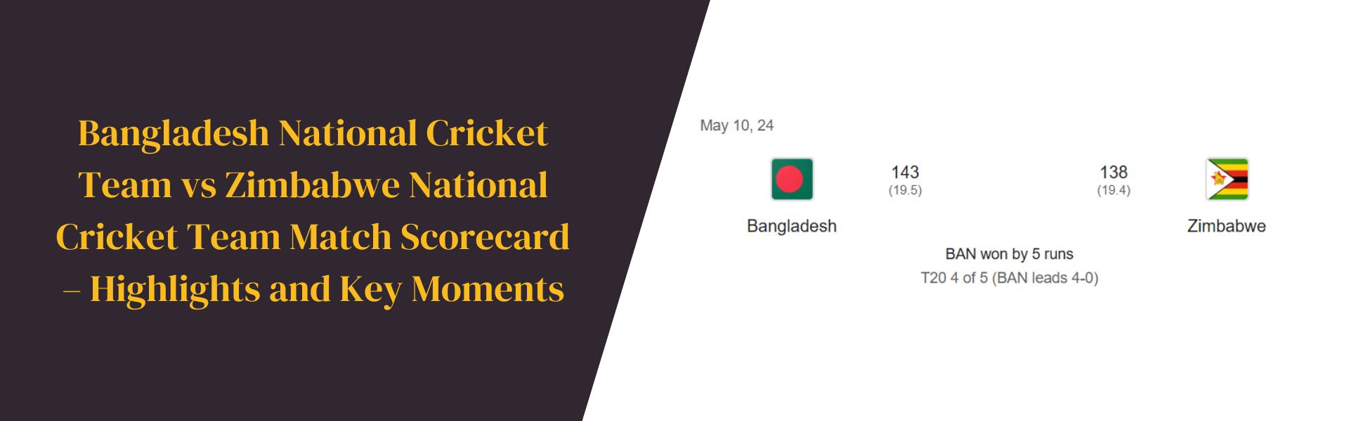 Bangladesh National Cricket Team vs Zimbabwe National Cricket Team Match Scorecard