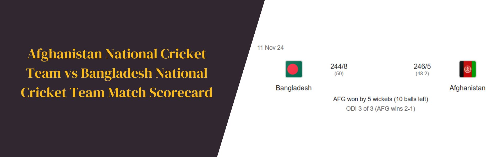 Afghanistan National Cricket Team vs Bangladesh National Cricket Team Match Scorecard