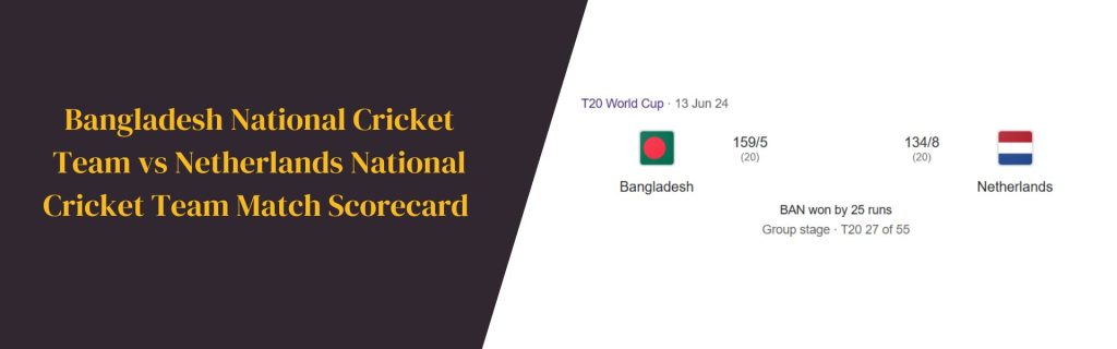 Bangladesh National Cricket Team vs Netherlands National Cricket Team Match Scorecard