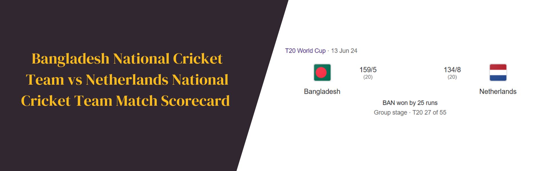 Bangladesh National Cricket Team vs Netherlands National Cricket Team Match Scorecard