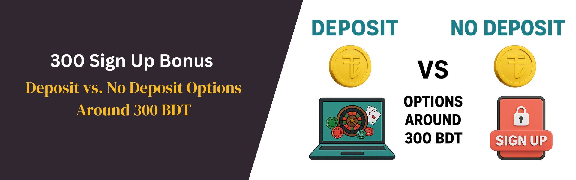 Deposit vs. No Deposit Options Around 300 BDT