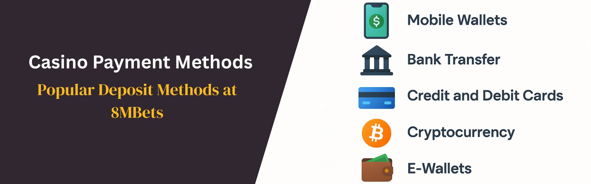 Popular Deposit Methods at 8MBets